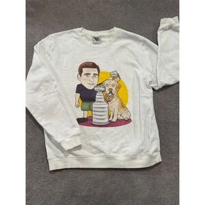 Nice Shirt Thanks White Sweatshirt Size L Cartoon Dog Stanley Cup Beer Graphic_2